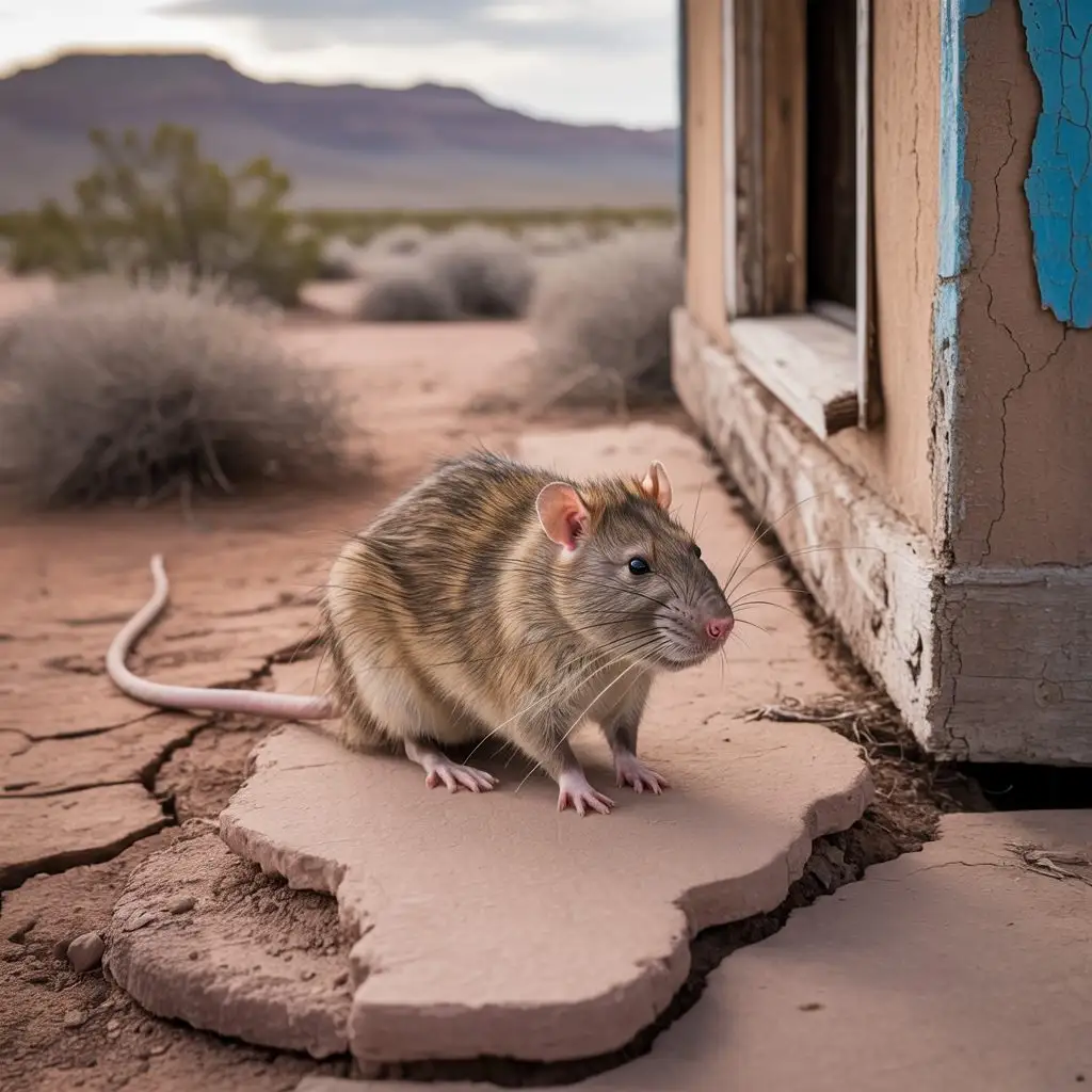 Wild rat outdoors in Tucson, Arizona, the subject of our rodent control guides